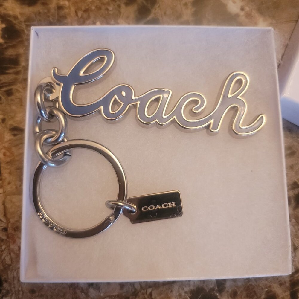 COACH - Blue and Silver Coach Script Keychain (Brand New)(Gift box included) - Picture 13 of 17